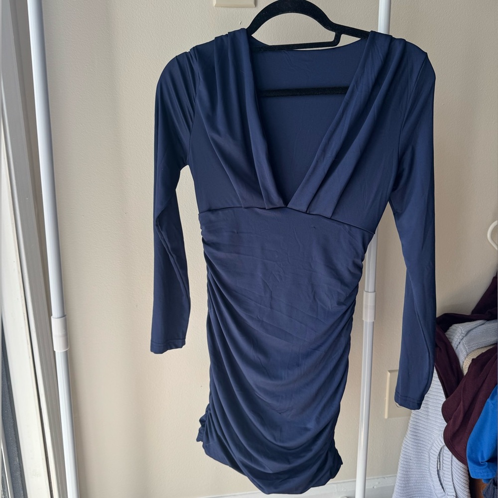 Navy Blue Long Sleeve Dress